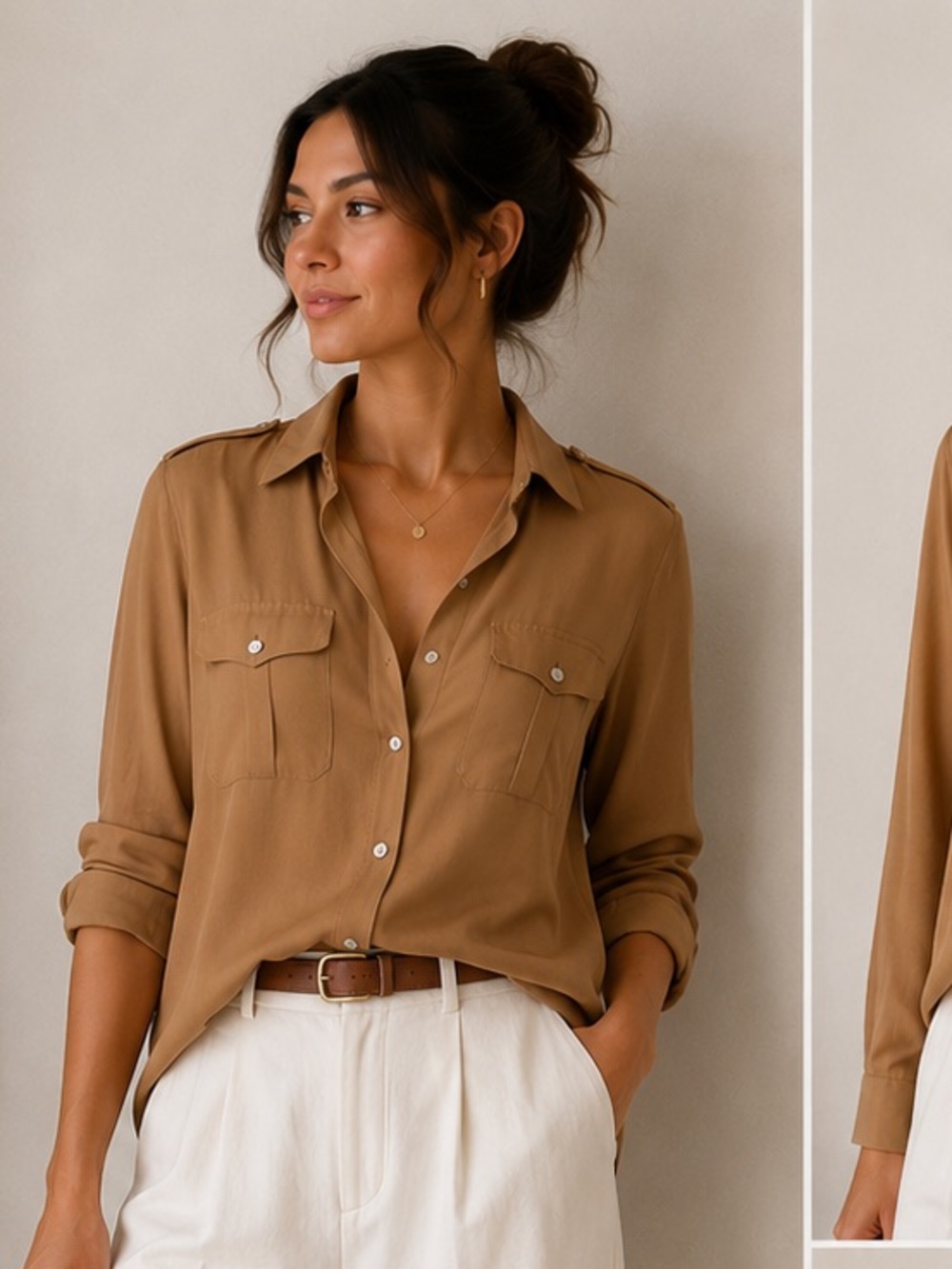 Rafaella 100% Silk Button Down Shirt Size 12